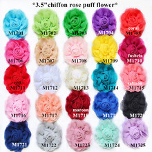 50pcs / lot chiffon rose puff  flower 25 colors in stock  shabby rose flower chiffon rose flower for headbands 2024 - buy cheap
