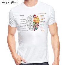 Мужская футболка с коротким рукавом, с кнопками и левым или правым мозгом 2024 - купить недорого
