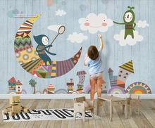 Papel tapiz mural 3D personalizado, tablero de dibujos animados nórdico, decoración de pared de fondo para habitación de niños, pintura 2024 - compra barato
