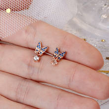 Fashion Sweet Fresh Butterfly Earrings Female Temperament Korea Style AAA Zircon Personality Short Rose Gold Earrings Jewelry 2024 - buy cheap