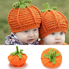 Crochet Newborn Baby Pumpkin Hat Photography Photo Props Handmade Boy Girl Beanies Cap Halloween Costume H096 2024 - buy cheap