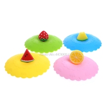 Sealed Cup Cover Lid Cap 4Pcs Cute Fruit Silicone Airtight Coffee Mug Leakproof 4pcs/set Dropshipping 2024 - buy cheap