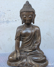 [Старое ремесло] 12-дюймовая тибетская старая Бронзовая статуя chan secsakyamuni будда амитабиха (A0314) 2024 - купить недорого