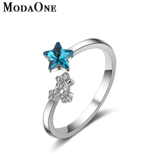 ModaOne-Anillo de plata esterlina de cristal de estrella azul para mujer, joyería de anillo delicado de circón a la moda 2024 - compra barato