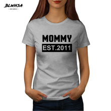 BLWHSA Mommy EST 2011 Printing T Shirt Women Casual Short Sleeve Mother T-Shirt Classic Gray White Tops Tees Wife Gift 2024 - buy cheap