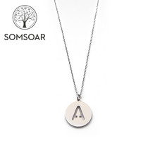 Somsoar Jewelry 2018 Newest Stainless Steel Initial Letter A,G,H,L,M,N,R,S Personalization Charm Pendant Necklace for Women Gift 2024 - buy cheap