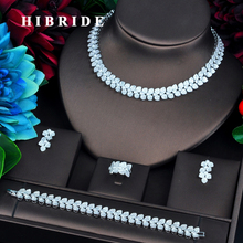 HIBRIDE New Beauty Flower Design White Gold Color Bridal Jewelry Sets For Women  Necklace Pendant Accessories Party Gifts N-740 2024 - buy cheap