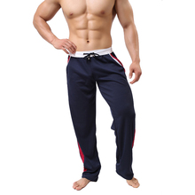 Мужские летние повседневные спортивные дышащие брюки в полоску, быстросохнущие свободные брюки белого, черного, синего, красного цвета, домашняя одежда 2024 - купить недорого
