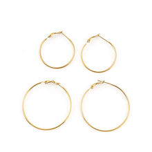 1 Pair Fashion Stainless Steel Hoop Earrings Gold Round Simple Trendy Jewelry Gift 5cm - 3cm Dia., Post/ Wire Size: (20 gauge) 2024 - buy cheap