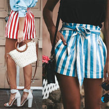 New Top Rated Women's Shorts High Waist Summer Casual Striped Trouser Hot Casual Waistband Ladies Shorts New 2024 - buy cheap