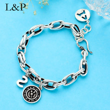 L&P Punk Dropshipping Real 925 Sterling Silver Charm Bracelet Round Lover Bead Bracelets & Bangles Fashion Jewelry Gift 2024 - buy cheap