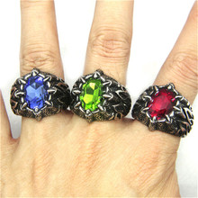 Anel de zircão de 3 cores 316l, joia de aço inoxidável dragon claw anel especial legal 2024 - compre barato