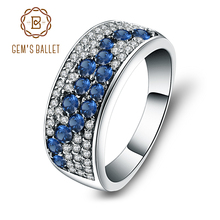 Женское кольцо для помолвки, романтическое кольцо из серебра 925 пробы с натуральным синим сапфиром 2024 - купить недорого