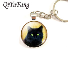 QiYuFang Cute Black Cat Vintage Keychain Love Cats Men Women Steampunk Steel Keychains Wedding Gift 2024 - buy cheap