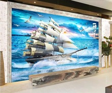 beibehang Custom wallpaper 3d large murals sailing windy sea sailing landscape papel de parede background wall paper 3D murals 2024 - buy cheap