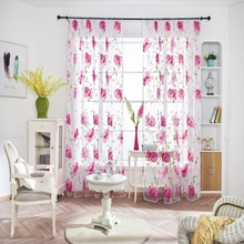 Flower Pattern Printed Voile Curtain Window Screen Decor For Door Kitchen Tulle Curtains and Blackout Curtain 200*102cm 2024 - buy cheap