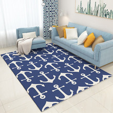 Alfombras azules de estilo mediterráneo para sala de estar, tapetes antideslizantes de gran tamaño para dormitorio, cocina, pasillo de moda 2024 - compra barato