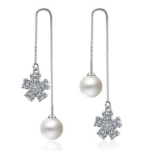 Trendy Simulated pearl Earrings for Women quality CZ Zircon Wedding Long Drop Dangle Tassel Earring Jewelry 2024 - buy cheap