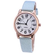 Glitter Women Faux Leather Arabic Numbers Round Dial Quartz Analog Wrist Watch women watch zegarki damskie 2024 - buy cheap