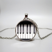 Piano Key Glass Necklace Piano Prince Pendant Necklace Children's Gift Convex Dome Glass Necklace 2024 - buy cheap