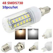 10pcs/lot free shipping E27/E14/B22/G9/GU10 48 SMD5730 LED Light AC220V/AC110V Warm White/Cold White LED Bulb 2024 - buy cheap