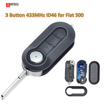 Keyecu New Smart Remote Car Key Fob 3 Button 433MHz ID46 for Fiat 500, Doblo, Florino, Punto, Qubo - Del-phi 300 2024 - buy cheap