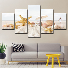 Artwork Poster Canvas Painting 5 Pieces Sea Beach Landscape HD Prints Home Decor Bedside Background Wall Art Modular Pictures 2024 - buy cheap