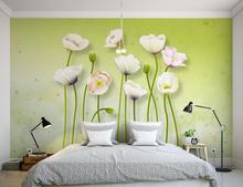 Пользовательские большие фрески, свежие и красивые poppy 3d цветы обои, гостиная диван ТВ стены Детская спальня papel де parede 2024 - купить недорого