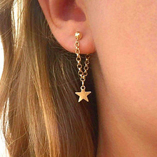2 Pcs/Set Lady Stud Earrings Simple Star Chain Pendant Gold Earring Set Female Fashion Glamour Dance Party Jewelry Accessories 2024 - buy cheap