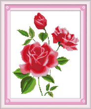 Kit de punto de cruz de rosas amorosas, bordado de flores de 18CT, 14ct, 11CT, bordado con cuentas, costura artesanal hecha a mano 2024 - compra barato