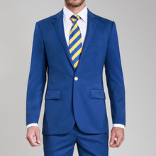 Смокинги мужские под заказ, модель 2020, облегающий мужской костюм Королевского синего цвета, свадебные костюмы, мужские костюмы с черным лацканом с вырезом (пиджак + брюки + галстук) 2024 - купить недорого