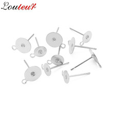 LOULEUR 100pcs/lot 6x12mm/8x12mm/10x12mm Stainless Steel Blank Earring Stud Base Cabochon Cameo Settings DIY Jewelry Making 2024 - buy cheap