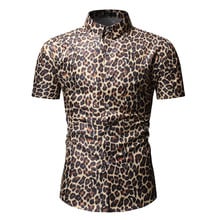 Mens Sexy Leopard Print Shirts 2021 Fashion Nightclub Party Prom Men Dress Shirt Slim Fit Long Sleeve Shirt Men Camisa Hombre 2024 - buy cheap