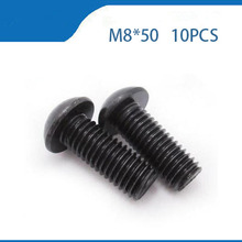 10Pcs M8 x 50mm carbon Steel 10.9 Level Black Hexagon Socket Button Head Screw Furniture Mushroom Cap Hex Bolts 2024 - buy cheap