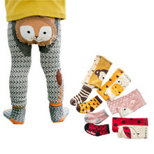 Baby Boy Girl Cartoon PP Pants With Sox Infant Toddler Animal Cotton Elastic Panti Hose Skinny Pants Kids Tights Spring 2024 - buy cheap