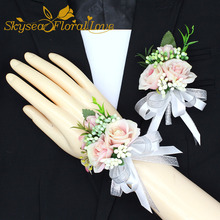 6PCS New party corsages prom groom bride bow designed elegant wedding flower wrist corsage boutonniere Free Shipping 2024 - buy cheap