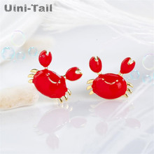 Uini-Tail hot new 925 sterling silver red cute small crab ear nails temperament personality creative cute simple girl earrings 2024 - buy cheap