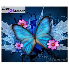 Ever Moment DIY Алмазная картина голубая бабочка и цветок Алмазная мозаика полностью квадратные дрели украшение для дома художественное оформление ASF1104 2024 - купить недорого