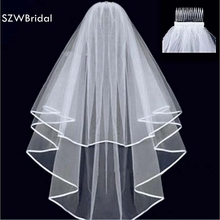 New Arrival Bridal Veil Two layer Ribbon Edge Cheap Wedding accessories Formal wedding veil veu de noiva Velo de novia 2024 - buy cheap