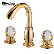 Luxury double crystal handle bathroom faucet Golden bathroom tap basin mixer double handle golden faucet mixer hot and cold tap 2024 - buy cheap