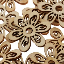 20pcs Unfinished Hollow Flower Shape Wooden Pieces Embellishments for Wood Craft 35mm 2024 - buy cheap