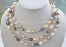 Free shipping huij 002860 50" 11mm white pnk gray black baroque freshwater pearl necklace 2024 - buy cheap