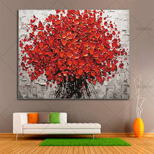 Hand Painted Abstract Flower Oil Paintings On Canvas Modern red oil painting Bed Room Living Room Wall Art Pictures Home Decor 2024 - buy cheap