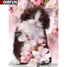 HOMFUN Full Square/Round Drill 5D DIY Diamond Painting "Flower and cat" 3D Diamond Embroidery Cross Stitch Home Decor A20178 2024 - buy cheap