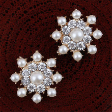 20pcs/lot 20MM Rhinestone Pearl Buttons For Flower Center Bling Buttons Decoration For Wedding 2024 - buy cheap