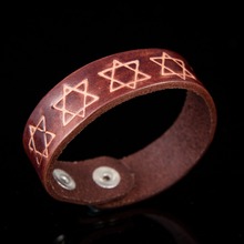 my shape dropshipping Punk leather bracelets Nordic Viking runes Jewelry For Man Amulet Talisman Star of David Bangle 2024 - buy cheap
