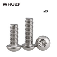 50Pcs M5 ISO7380 304 Stainless Steel 304 A2 Round Head Screws Mushroom Hexagon hex Socket Button Head Screw 2024 - buy cheap