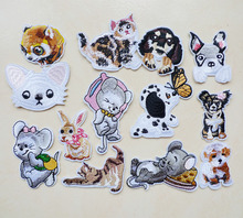 Coelho bonito Dos Desenhos Animados Do Rato Do Gato Do Cão Tigre Embroiderey Iron on Patches Badges Animais para Roupas Apliques Adesivos Acessório De Costura 2024 - compre barato
