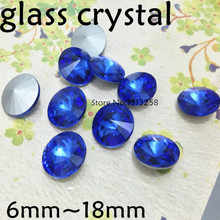 Rivoo de cristal de cor azul cobalto, pedra elegante ponto de volta, pedra de vidro para fazer jóias 6mm 8mm 10mm 12mm 14mm 16mm 18mm 2024 - compre barato