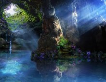 Mermaid Cave Water Throne Fantasy Fairy Tail Composite Stock lake background   Computer print wedding backdrops 2024 - buy cheap